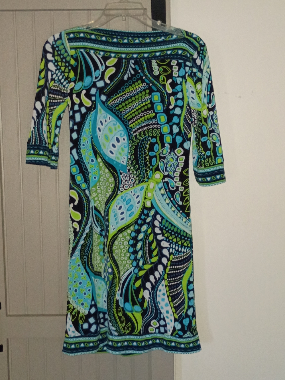 4/$20 Women's Patterned Knit Dress in Blue & Green